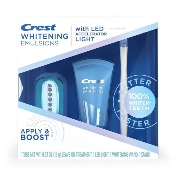 画像1: クレスト 3D ホワイトニングエマルジョン ホワイトニングジェル LED セット  Crest Whitening Emulsions Leave-on Teeth Whitening Treatment with LED Accelerator Light (1)